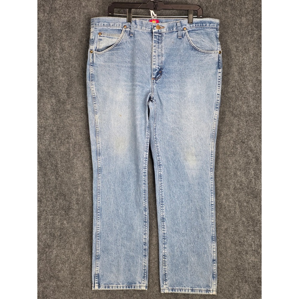 Wrangler 36MWZSW Mens Denim Jeans 38x32 Light Wash Cowboy Western Classic Work - Picture 2 of 10